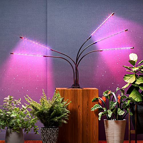 Grodrow Grow Lights For Indoor Plants, 150 Led Grow Light For Seed Starting With Red Blue Spectrum, 3/9/12H Timer, 10 Dimmable Levels & 3 Switch Modes, Adjustable Gooseneck Suitable For Various Plant #TOP2