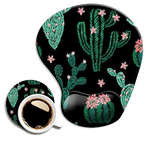DOOKE Ergonomic Mouse Pad with Wrist Support & Cactus Design