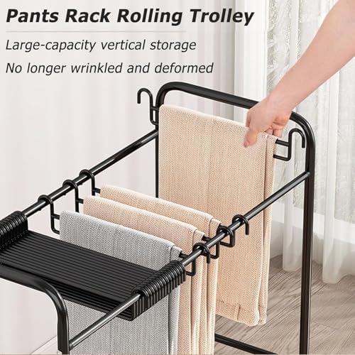 Miniatura 3 de Slide Out Pants Rack Closet Hanger Bar Pull Trousers Tie Belts Scarf Racks Top Mounted Wardrobe Clothes for Closet Retractable,Portable Rolling