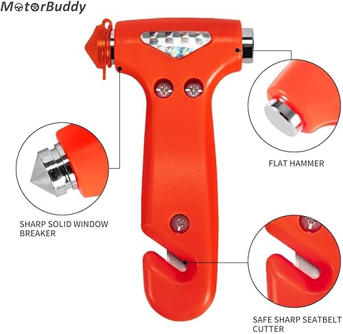 Vista 28 de Paquete de 2 martillos de seguridad para automóvil, martillo de escape de emergencia automático con rompeventanas y cortador de cinturón de Verde