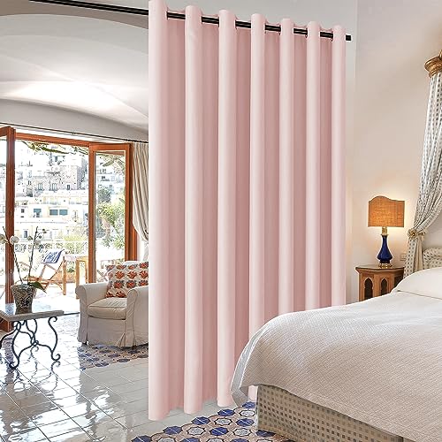 DWCN Blackout Curtain Panel for Bedroom - Thermal Insulated Energy Saving Grommet Blackout Drapery for Patio Door, Room Divider Big Long Curtain (Blush Pink, 120 inches by 84 inch, 1 PC) - Image 6