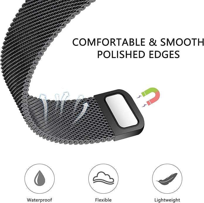 Image of Meyaar Magnetic Loop for Apple Watch Band 46mm 42mm 44mm 45mm 49mm Women Men,Magnet Stainless Steel Mesh Metal Strap for iWatch Ultra /2 Series 10 9 8 7 6 5 4,SE /2nd Generation (Black-Rose Gold)