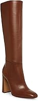 Coutgo Women's Chunky Heel Knee High Boots - Leather Square Toe Zippered Tall Boots for Fall Winter Style