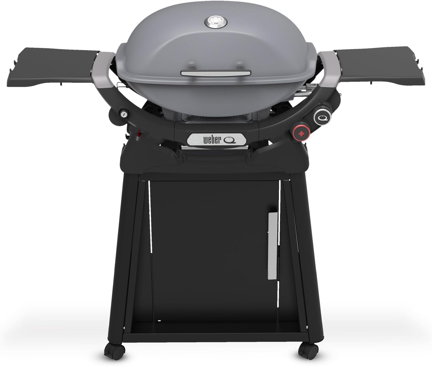 Weber Q 2800N+ Liquid Propane Grill with Stand, Smoke Grey – Wide 250°–700°F Temp Range with Plus Burner for Searing, Low‑Temp Roasting & High-Dome Lid