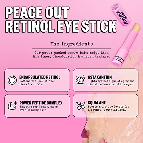 Peace Out Skincare Retinol Eye Stick | Daily Under Eye Retinol Serum Balm In Convenient Stick | Reduces Fine Lines, Wrinkles, Dark Circles, With Peptides And Astaxanthin (.14 Oz) #TOP1