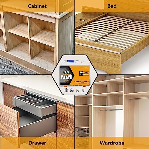 image for YaaYii Cam Locks for Furniture 90 Pcs 3-in-1 Eccentric Wheels, Furnitu