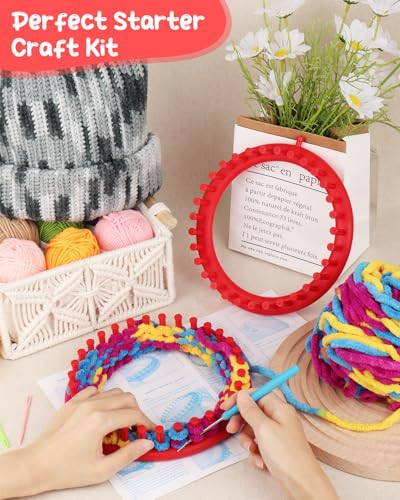 Image of Aeelike 2 PCS Round Knitting Loom for Hat Socks DIY Crafts, 7.5inch