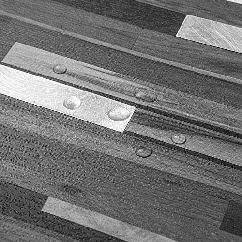 image for AULIGET 40 Sheets Peel and Stick Backsplash, Black & Grey Wood Look PV