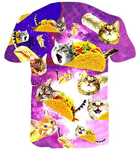 Goodstoworld Taco Cat T-Shirt 3D Damen Herren Unisex Muster Gedruckte Sommer Beiläufige Kurzarm T Shirt Tshirt XXL - 2