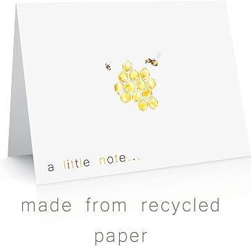 the lazy panda card company 20 Blank Cute All Occasion Bee Greeting Cards made from Recycled paper (Bee Note Cards)