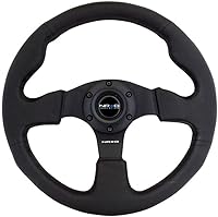 NRG Innovations NRG-RST-012R 320mm Reinforced Leather Steering Wheel Black Stitch Thumb Grips Universal Race Fit