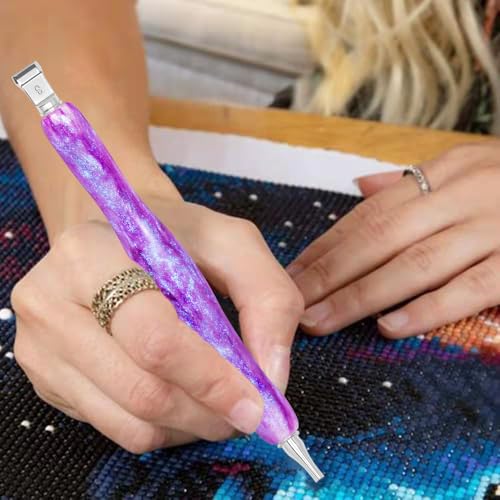 Image of Praise V Do Diamond Painting Art Drill Pen Kit with Screw Stainless Steel Rose Metal Tip Nibs Placers Roller Tool Accessories, Ergonomic Diamond Art Pen for 5D Diamond Paint Bead Dot Purple