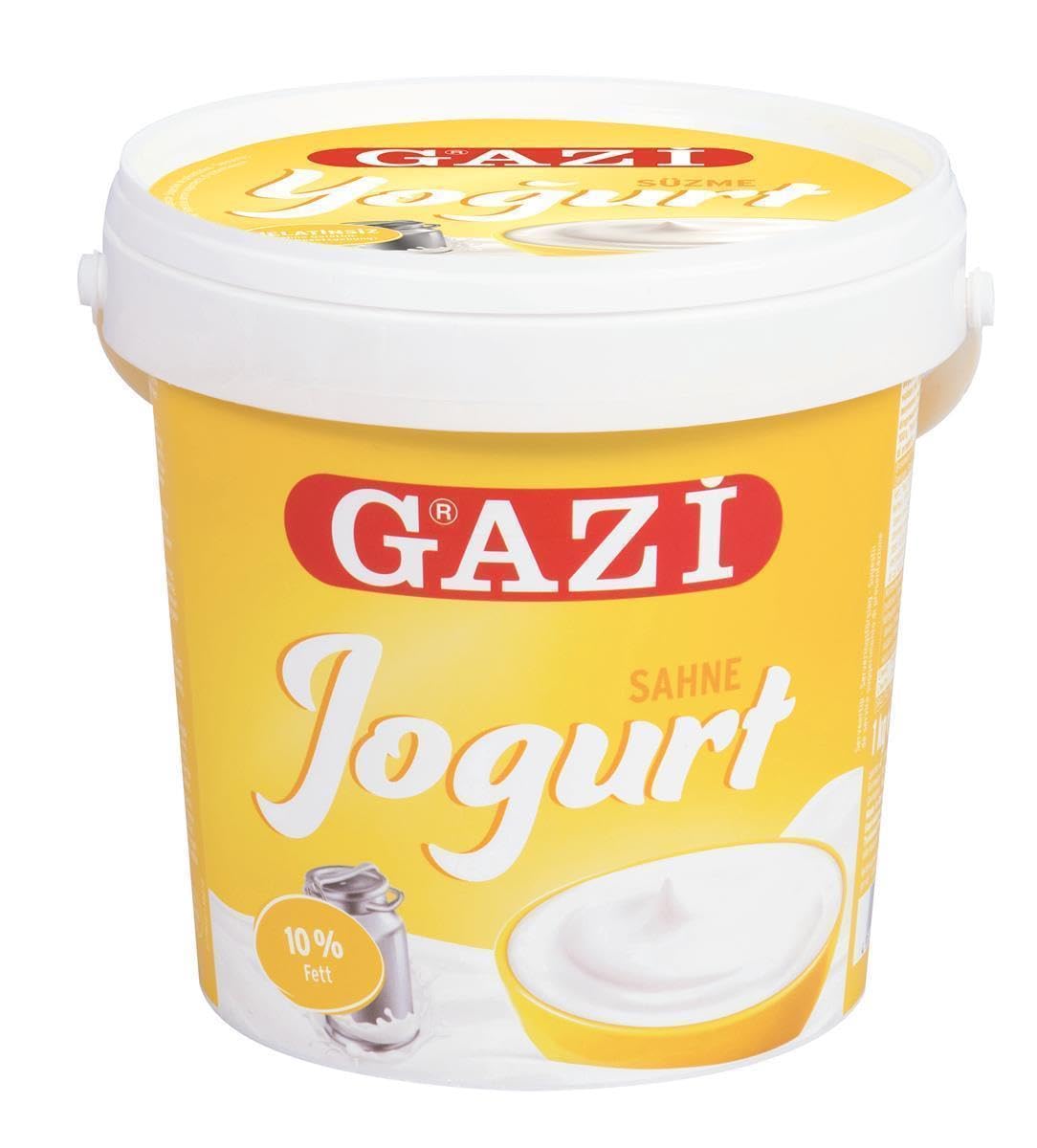 Gazi Yogur Süzme – 2 x 1 kg – yogur crema resistente con 10% de grasa, sabor extra cremoso, especialmente adecuado para salsas, sopas, como postre, para gachas o cereales