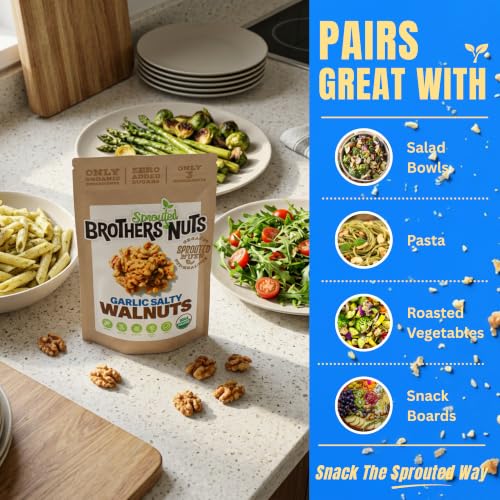 Image of Brothers Nuts Garlic Salty USDA Organic Sprouted Walnuts, 2 oz (2 Pack)