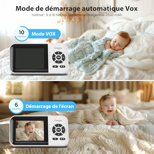 Moniteur vidéo pour bébé Simyke avec appli et WiFi commutable