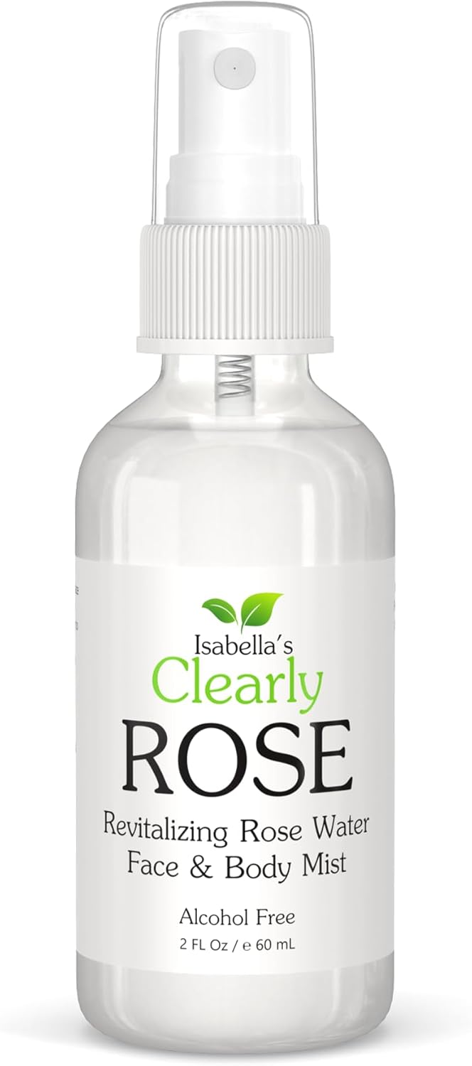 Isabella’s Clearly ROSE, 100% Pure Rose Water | Hydrating Spray and Revitalizing Body Mist | Alcohol Free Aromatherapy for the Hair, Body and Mind. No Additives | Glass Bottle | Made in USA. 60ml