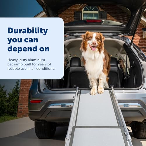 PetSafe Happy Ride Compact Telescoping Dog Ramp - Portable Pet Ramp for Cars, Trucks & SUVs with Adjustable Sizing - Non-Slip Design - Lightweight Pet Mobility Assistance - Extra Long