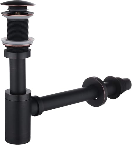 Juego completo de tapones para lavabo de baño, trampa en forma de P, ajustable, 1-14, trampa para botellas, de latón macizo, tubo y tapón de drenaje