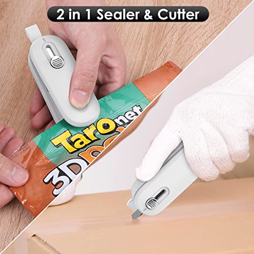 Foto von VASG Mini Folienschweißgerät, Folienschweißgerät Versiegelungsmaschine Bag Sealer mit Cutter 2 in 1 Hand Verschlussgerät für Beutel Spänesäcke Plastiktüten Lebensmittellagerung Snack