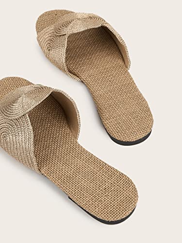 OYOANGLE Women's Round Decor Open Toe Flat Sandals Solid Casual Summer Outdoor Boho Beach Slides3