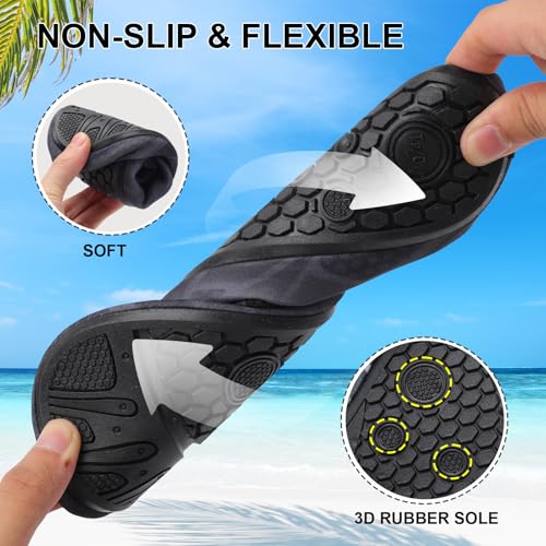 Men Women Water Shoes Unisex Beach Swim Shoes Minimalist Aqua Socks Barefoot for Diving Surfing Boating Black Navy3