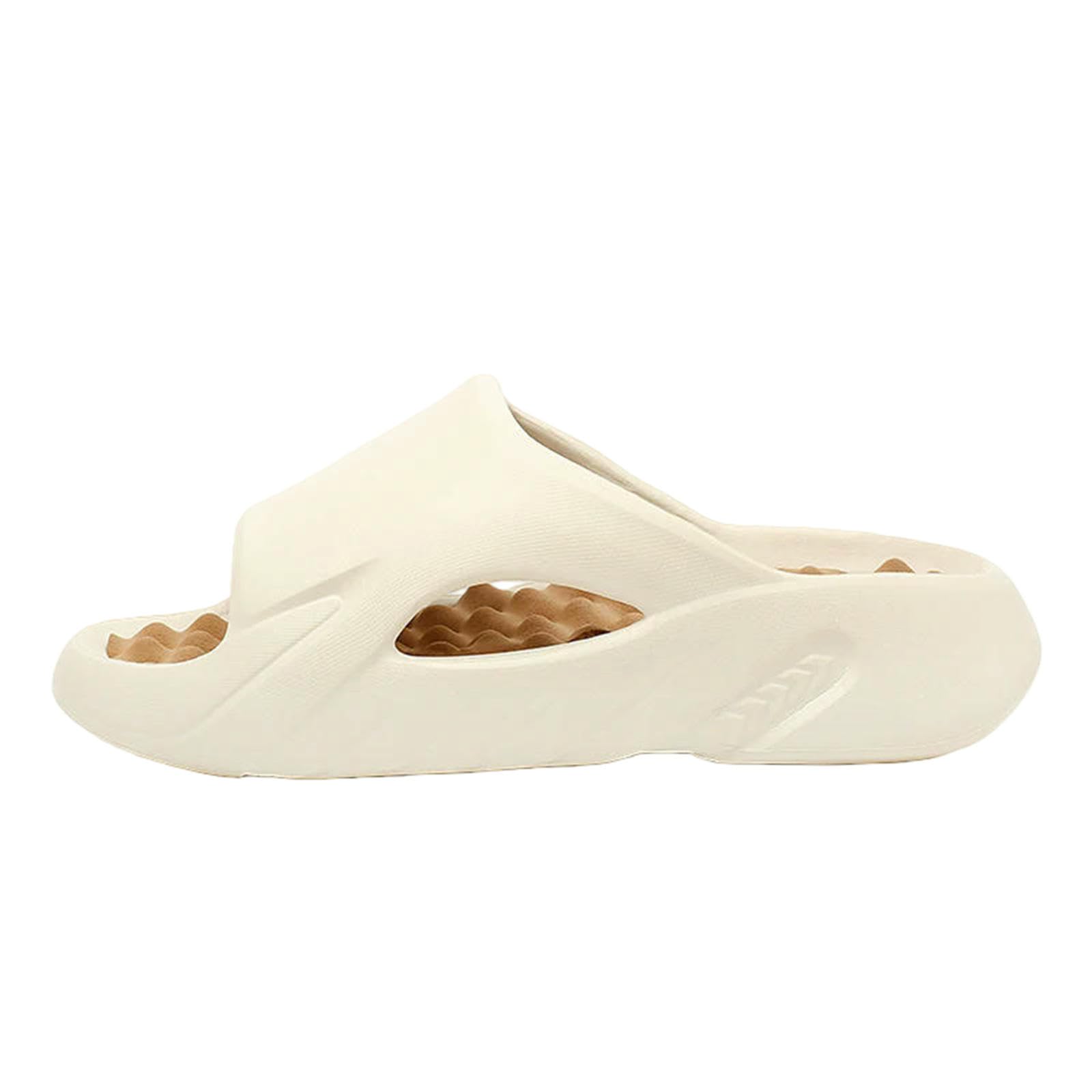 Gyios Flip Flops Men Massage Slippers Indoor Outdoor Sandals Beach Casual Shoes Comfortable Soft Slides Flip-flops Men's Big Size -beige Brown-38-39