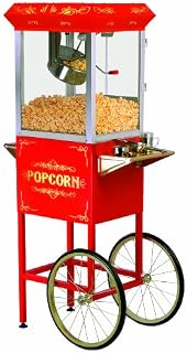 Elite Deluxe EPM-400 Maxi-Matic 8 Ounce Old-Fashioned Popcorn Popper Machine with Trolley, Red