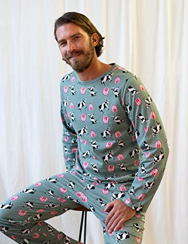 Leveret Mens Pajamas Loose Fitted 2 Piece Pajama Set 100% Cotton (Size Small-XX-Large)2