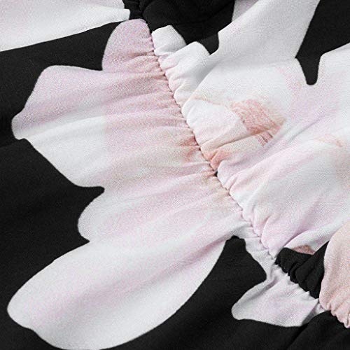 Short Jumpsuits For Women Summer Casual Off Shoulder Strapless Ruffle Floral Print Flowy Romper Playsuit (Xxxl, Black) #TOP4