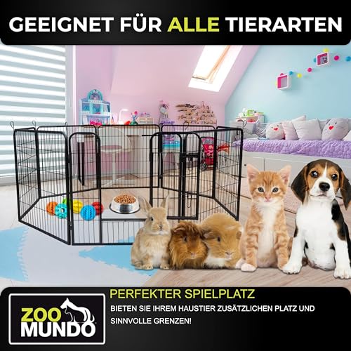 zoomundo Welpenauslauf 120cm hoch XXL Laufgitter Tierlaufstall Welpenkäfig Absperrgitter Freilaufgehege Welpenzaun 8-Eck