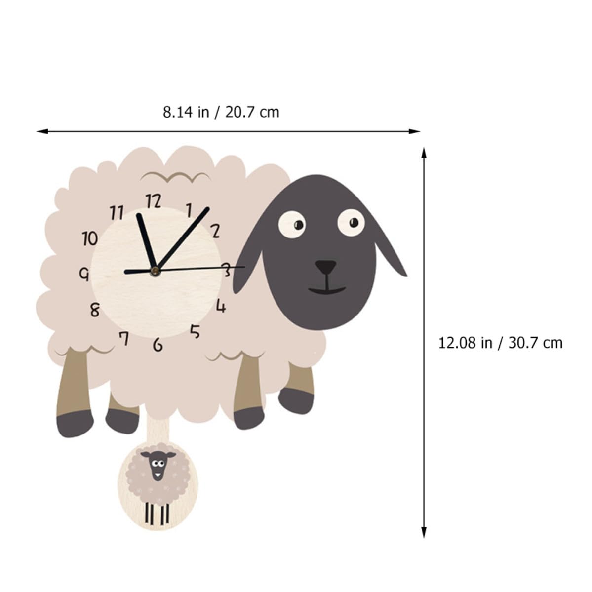 Reloj de Pared de Dibujos Animados Forma de Oveja, Silencioso y Montable en Pared, Hecho de PVC, Diseño Creativo Adecuado para Oficina o Sala de Estar
