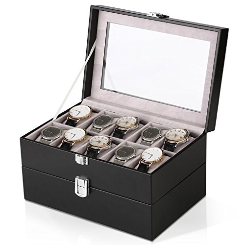  Amzdeal Présentoir de Montre en Cuir de Double...