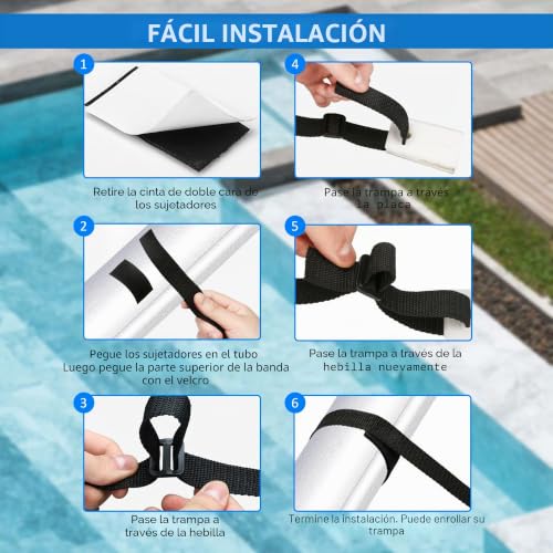 Miniatura 3 de Gbformat Correas De Sujeción,Accesorios Carrete De Cubierta Solar Juego De Ruedas Sombrilla Correas De Sujeción Cubierta De Piscina, Para Cubiertas De Lonas De Piscina