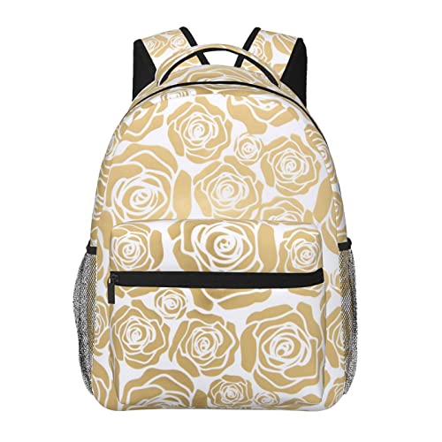 Sac à dos USB fleurs dorées grande capacité pour ne plus manquer de place