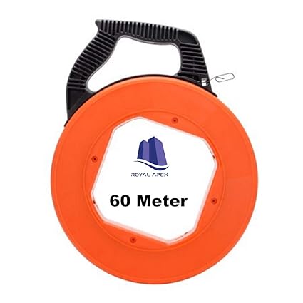 Royal Apex Fish Tape Reel Puller Conductive Electrical Cable Puller with Impact Case Electric or Communication Wire Puller Use for Drywall Ceiling under Rug Conduit or Pipe (60 Meter)