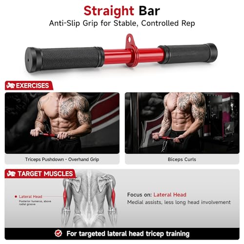 Image of MANUEKLEAR 24-Inch 3-Grip Tricep Rope Cable Attachment for Gym Greater ROM