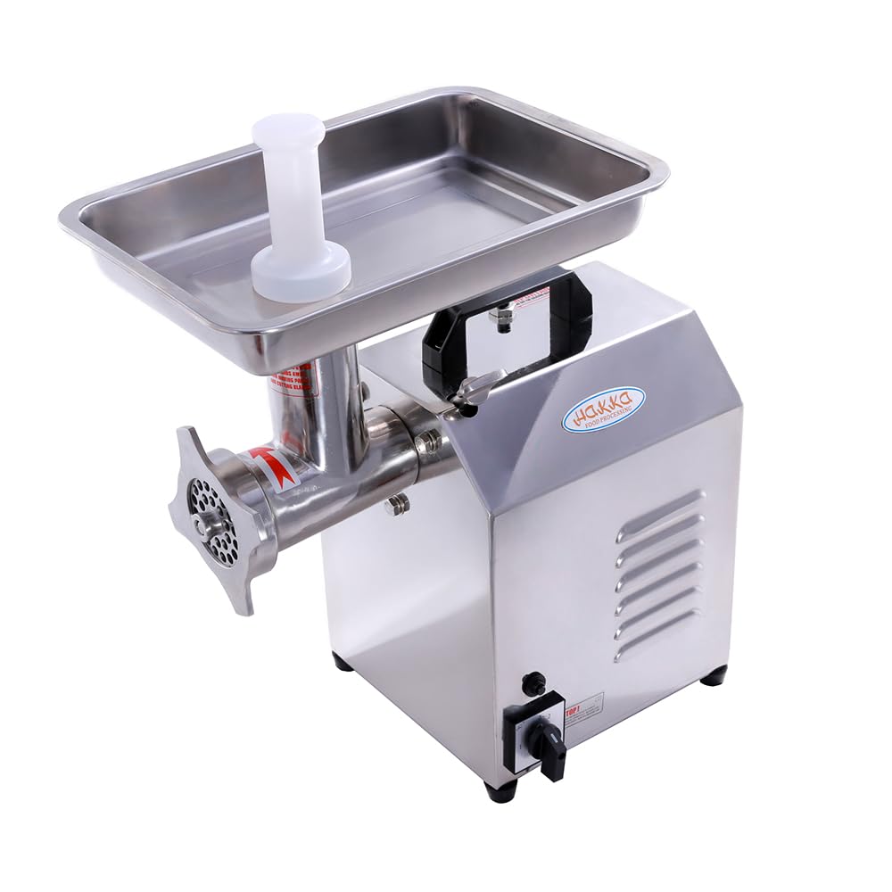 Hakka Hachoir à Viande Professionnel, Hachoir à Viande n°12, 735W, 150kg/h, Robuste, électrique, Pour Saucisses, en Acier Inoxydable, pour Usage Industriel, Restaurant, Hôtel, Maison