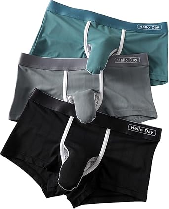 Mens Underwear Separated Pouch Ice Silk Boxer Briefs Elephant Nose Turnks Enhance Boxers