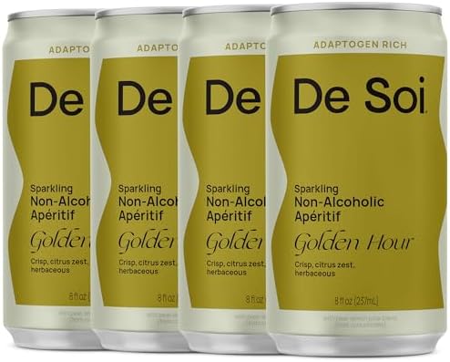 De Soi Golden Hour Non-Alcoholic Drinks 4-Pack (8 fl oz) Variety Pack - Ready to Drink Beverages, Alcohol Free Alternative, Sparkling Aperitifs with Adaptogens, Natural Botanicals