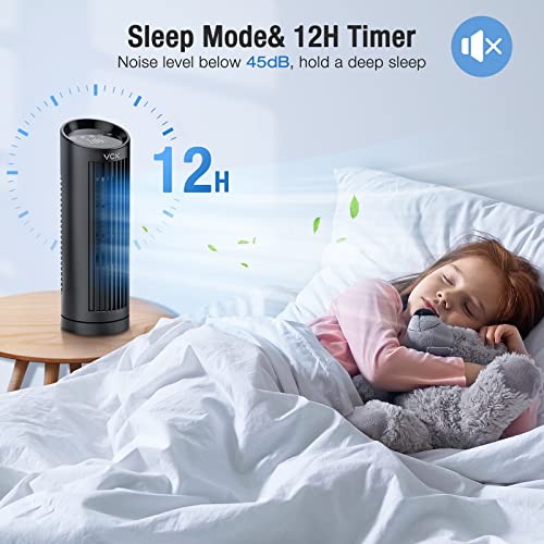 Vck Tower Fan, 80° Oscillating Fan With Remote Control, 13'' Portable Small Desk Fan, Adjustable 3 Speed, 12H Timer, 4 Mode, Personal Quiet Cooling Bladeless Table Fan For Bedroom Office Desktop thumb #2