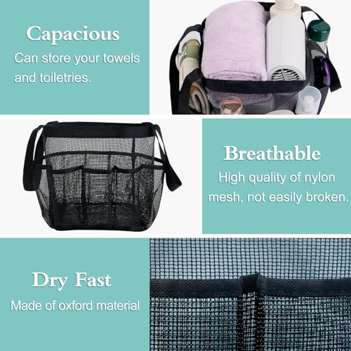 Attmu Mesh Shower Caddy Portable, Quick Dry Hanging Shower Tote Bag for College Dorm Room Essentials, Large Capacity Shower Caddy Dorm for Bathroom Gym Swimming