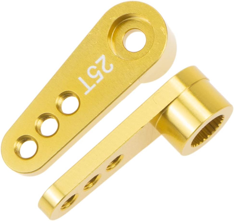 Aluminum 28.5mm 25T Teeth Tooth Steering Half Servo Arm Horn for 1/10 Rc Hobby Model Car/Boat Futaba Traxxas Slash,Pack of 2, Cojoys (Yellow)