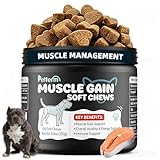Dog Weight Gainer Supplements - Muscle Builder Chews for Lean Mass - 800mg Whey Protein & BCAAs - High Calorie Food Topper for Picky, Active & Underweight Breeds (100 Ct)