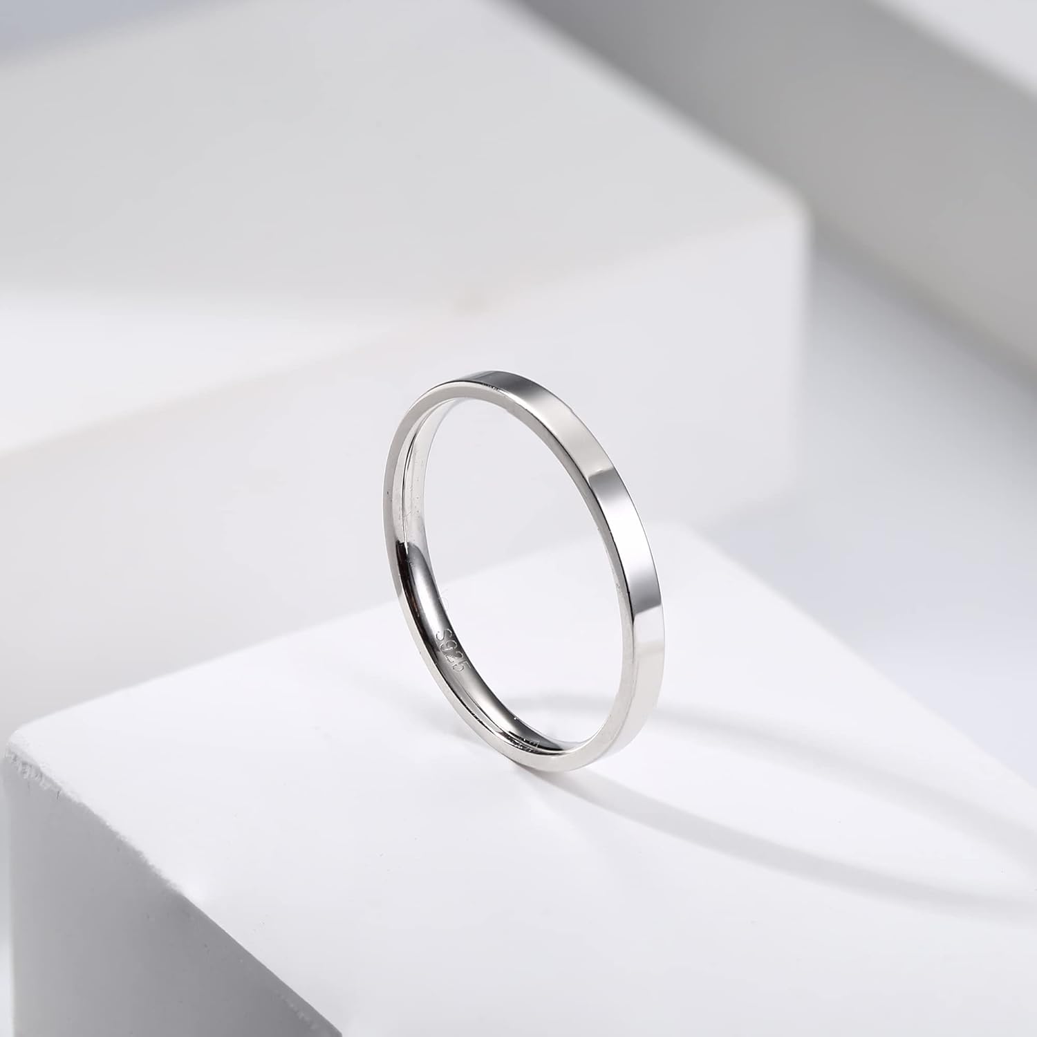 MILACOLATO S925 Sterling Silver Rings for Women Men 18K White Gold Plated Stackable Statement Thin Plain Thumb Ring High Polished Wedding Band Ring Comfort Fit Size 4 to 12, 1mm 2mm 3mm 4mm 6mm - Image 6