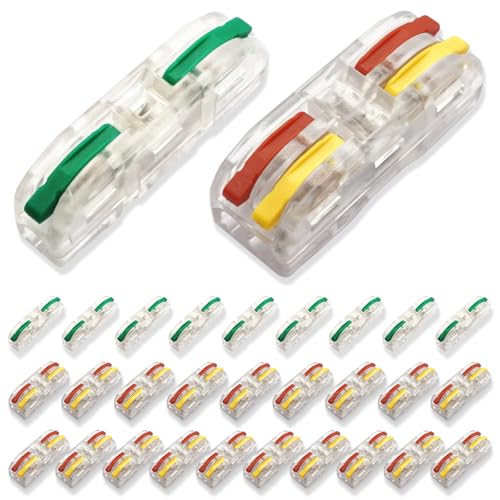 RYHHH Lever-Nut Surtidas Conector, 30 Pcs Bloque De Terminales De Barra De Presión Bilateral, Rápido y Conveniente, Adecuado Para Varios Cableados De Bricolaje, Cableado De Iluminación