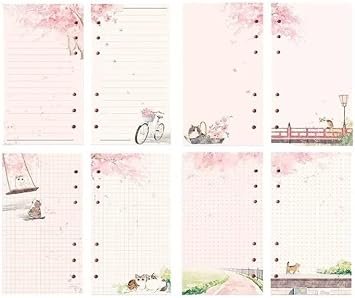 A6 Pink Loose Leaf Paper Refill,80 Sheets 6-Hole Notebook Paper,Compatible with Binders and Planners, Premium Papers for School, Office and Journaling
