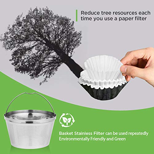 Reusable Coffee Filters 8-12 Cups Permanent Basket Metal filter Washable Compatible with Ninja Mr. Coffee Black & Decker Coffee Maker Filter Parts BPA-free(NOT Fit Cuisinart & Hamilton Beach & BUNN) - Thumbnail 7
