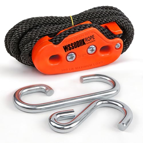 Heavy Duty Rope Fastening Device - 3/8 Inch, Easily lift heavy objects and hang them securely, Self-Locking Alternative to Traditional Tie Down Straps (300 lbs Working Load Limit. w/15 ft Rope) Orange