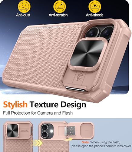 Image of Magnetic for iPhone 17 Case,[Slide Camera Cover][Compatible with Magsafe][Kickstand][Military Grade Protection] Shockproof Rugged Case for iPhone 17,Rose Gold