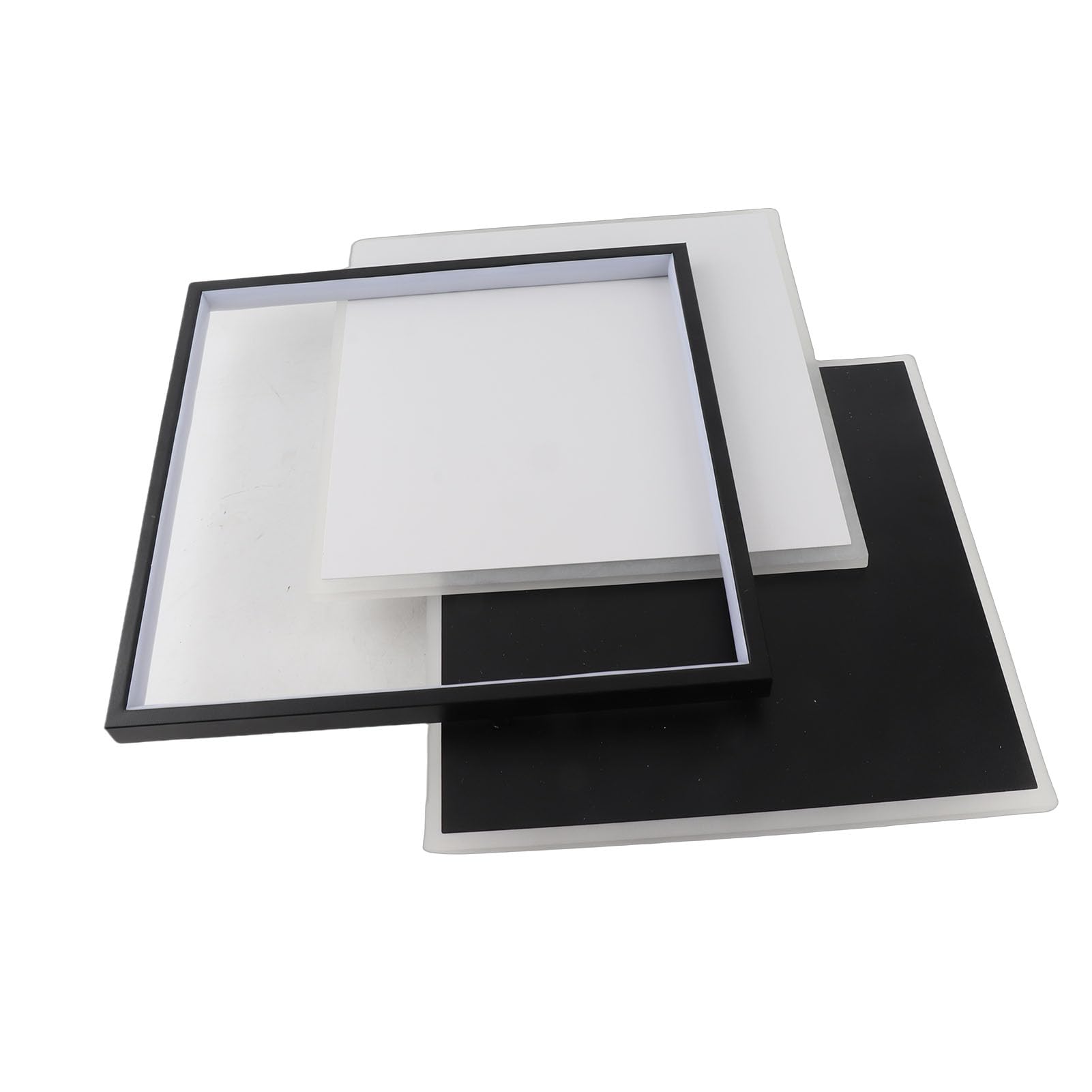 Asixxsix Sufitowa LED, Funkcja Pamięci z możliwością Płynnego ściemniania. Sufitowa do Montażu podtynkowego. Oprawa z możliwością ściemniania z pilotem. 3 Geometryczne Układy Ułożone w Stosy do